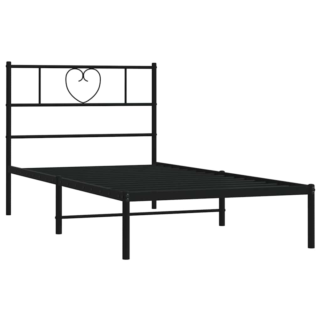 vidaXL Metal Bed Frame without Mattress with Headboard Black 100x200cm 5