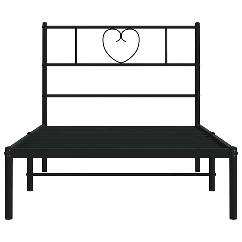 vidaXL Metal Bed Frame without Mattress with Headboard Black 100x200cm 6