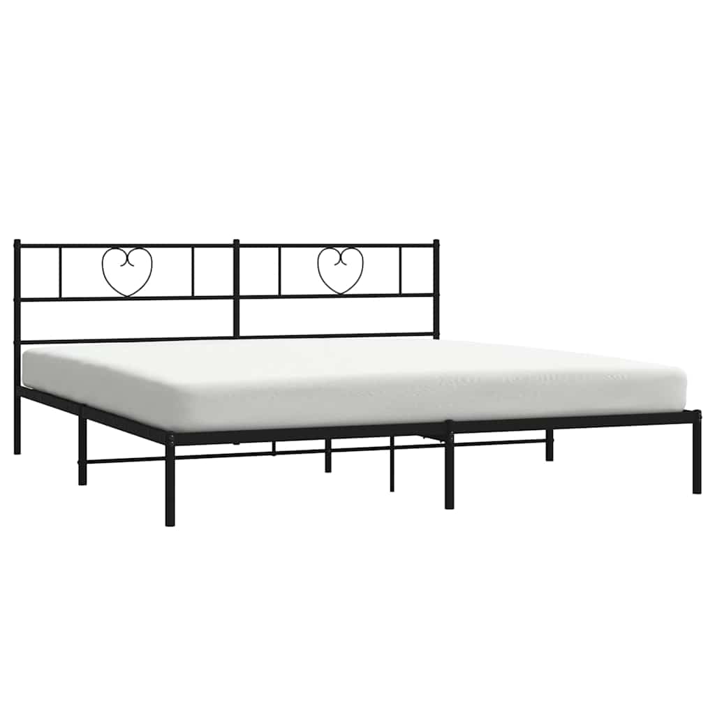 vidaXL Metal Bed Frame without Mattress with Headboard Black 183x213cm 3