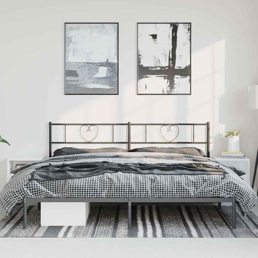 vidaXL Metal Bed Frame without Mattress with Headboard Black 183x213cm 4