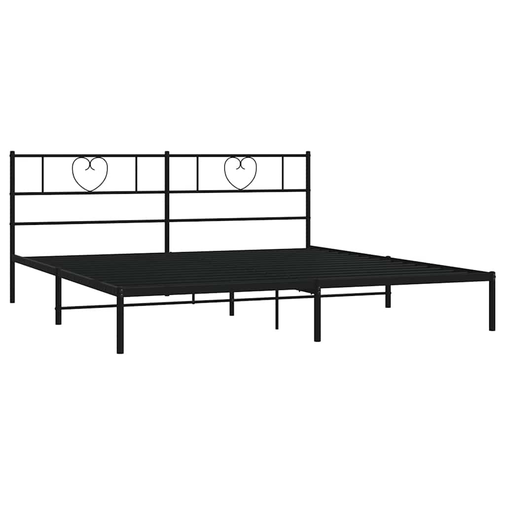 vidaXL Metal Bed Frame without Mattress with Headboard Black 183x213cm 5