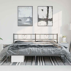 vidaXL Metal Bed Frame without Mattress with Headboard Black 193x203cm 4