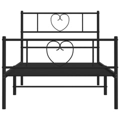 vidaXL Metal Bed Frame without Mattress with Footboard Black 75x190cm 5