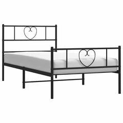 vidaXL Metal Bed Frame without Mattress with Footboard Black 100x190cm 3