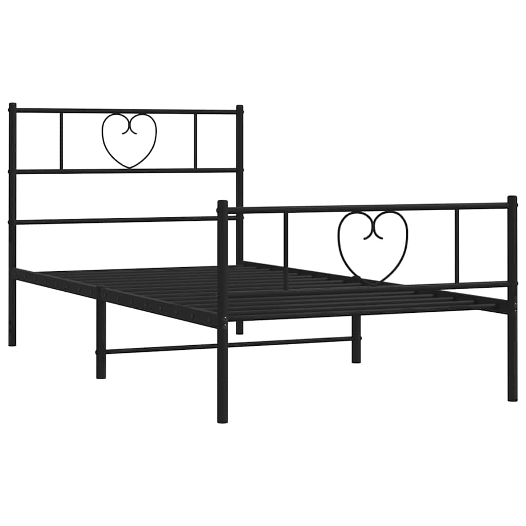 vidaXL Metal Bed Frame without Mattress with Footboard Black 100x190cm 5