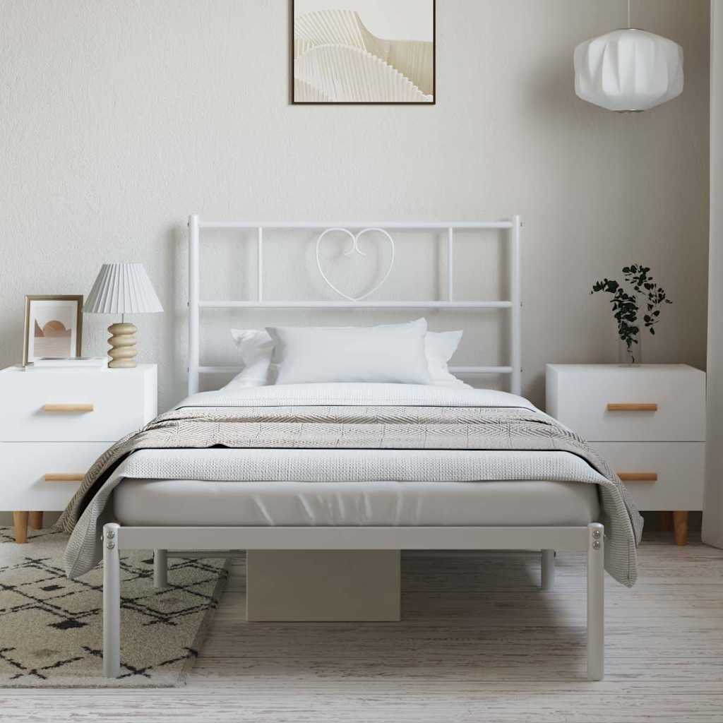 vidaXL Metal Bed Frame without Mattress with Headboard White 100x190cm 4