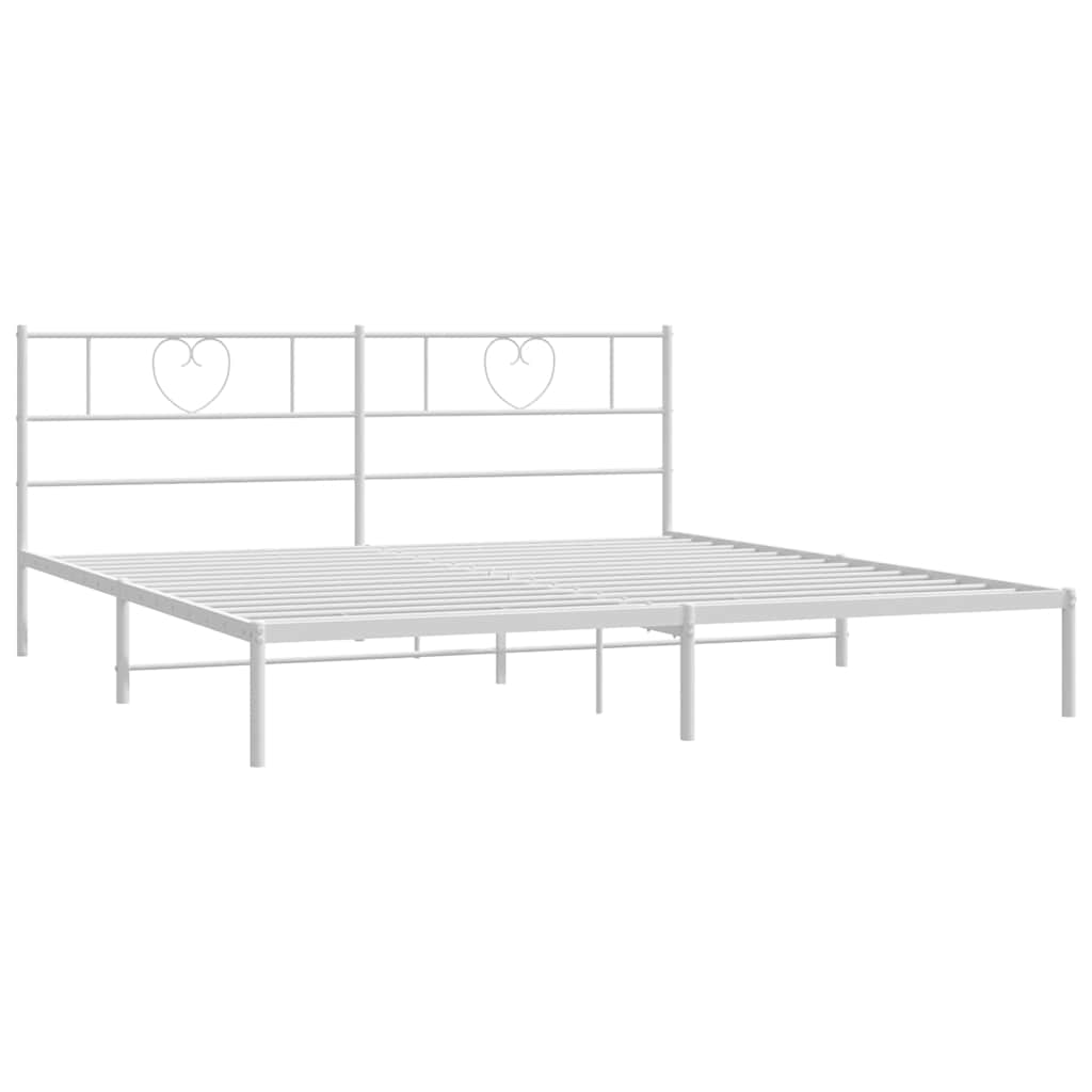 vidaXL Metal Bed Frame without Mattress with Headboard White 183x213cm 6
