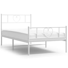 vidaXL Metal Bed Frame without Mattress with Footboard White 90x200cm 2