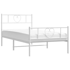 vidaXL Metal Bed Frame without Mattress with Footboard White 90x200cm 3