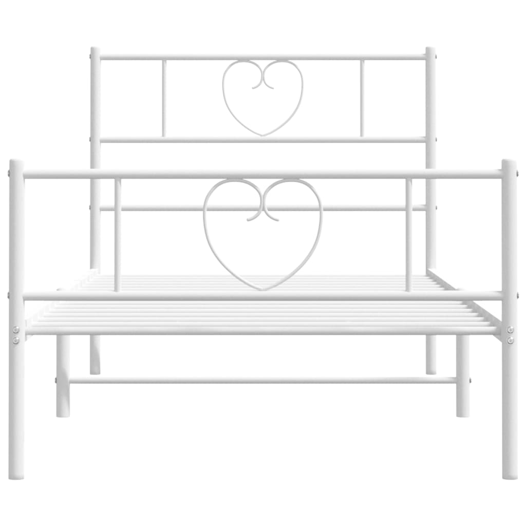vidaXL Metal Bed Frame without Mattress with Footboard White 90x200cm 4