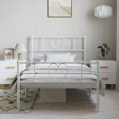 Metal Bed Frame without Mattress with Footboard With headboard & footboard White 100 cm 190 cm