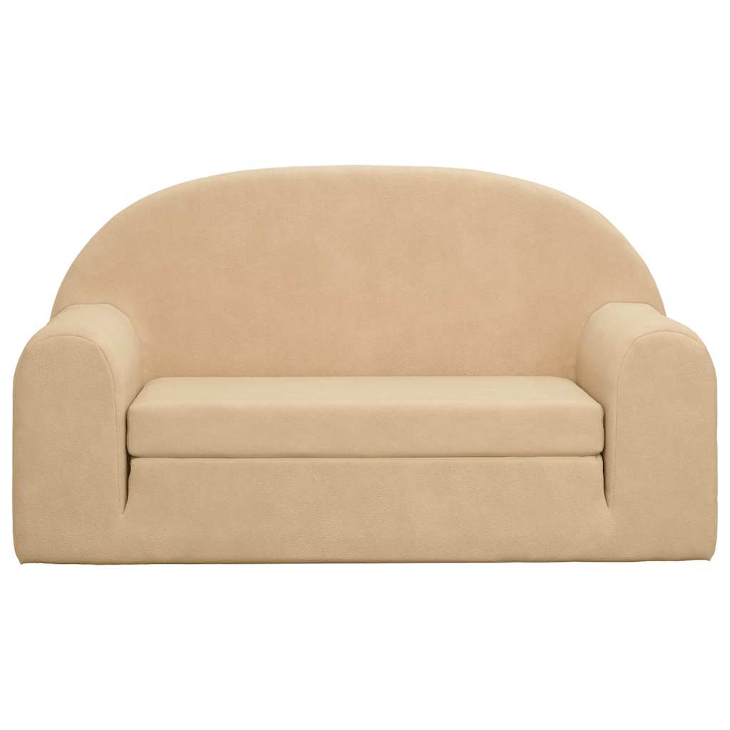 vidaXL Kids'Sofa Bed 2-Seater Cream Soft Plush 3