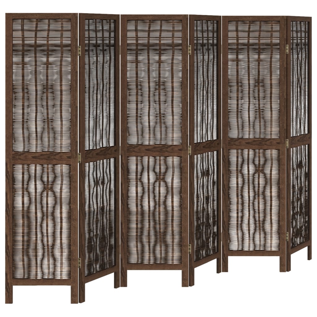 vidaXL Room Divider 6 Panels Dark Brown Solid Wood Paulownia 2