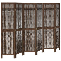 vidaXL Room Divider 6 Panels Dark Brown Solid Wood Paulownia 2