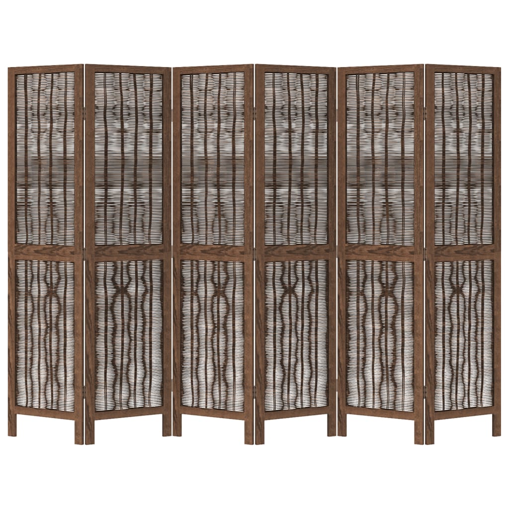 vidaXL Room Divider 6 Panels Dark Brown Solid Wood Paulownia 4