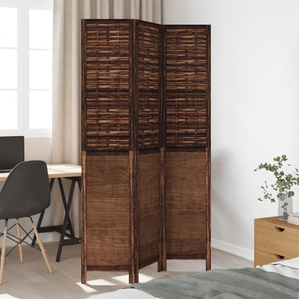 Room Divider Panels Dark Brown Solid Wood Paulownia 40 x 200 cm 3