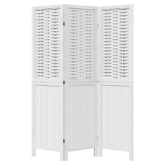 vidaXL Room Divider 3 Panels White Solid Wood Paulownia 4
