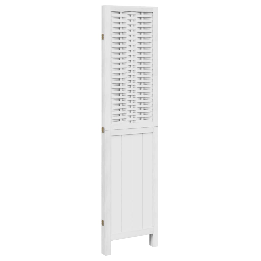 vidaXL Room Divider 3 Panels White Solid Wood Paulownia 5