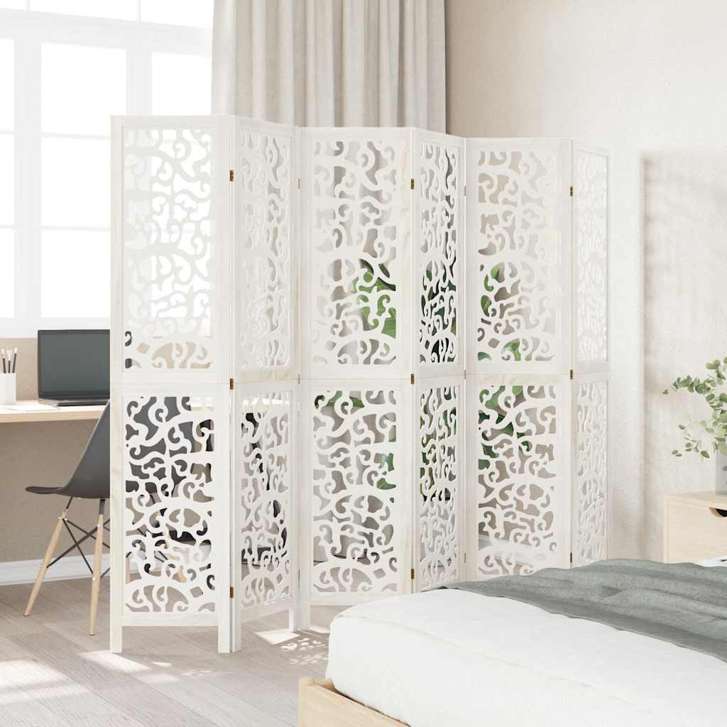 Room Divider Panels White Solid Wood Paulownia 40 x 180 cm 6