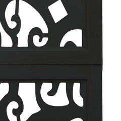 vidaXL Room Divider 3 Panels Black Solid Wood Paulownia 6