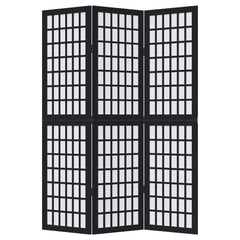 Room Divider 3 Panels Black Solid Wood Paulownia, image 4