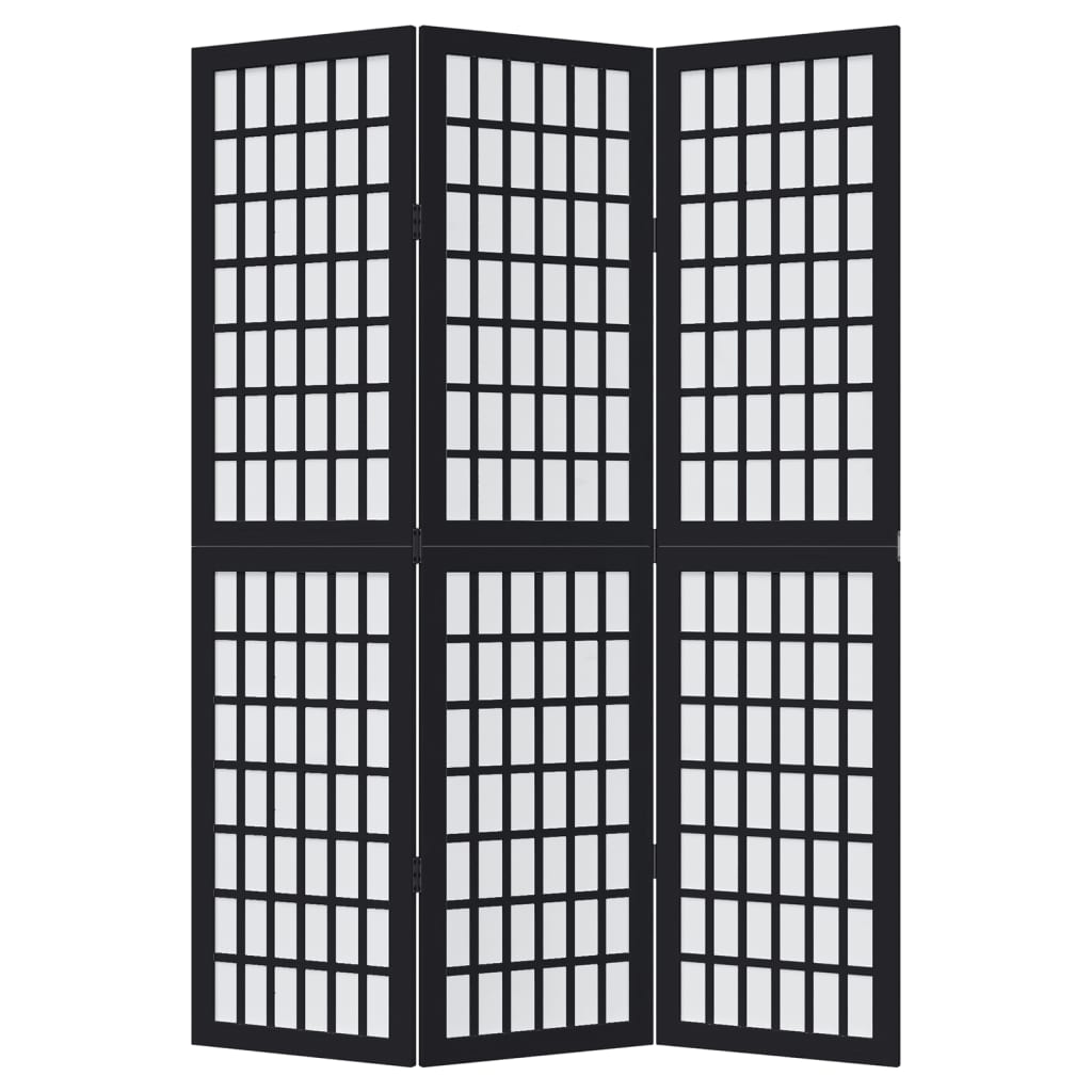 Room Divider 3 Panels Black Solid Wood Paulownia, image 4