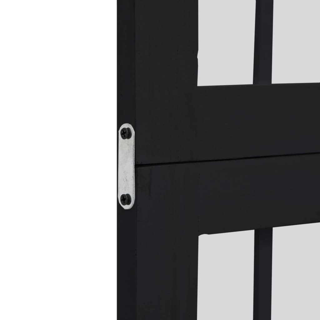 Room Divider 3 Panels Black Solid Wood Paulownia, image 6