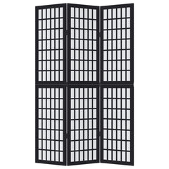 vidaXL Room Divider 3 Panels Black Solid Wood Paulownia 4