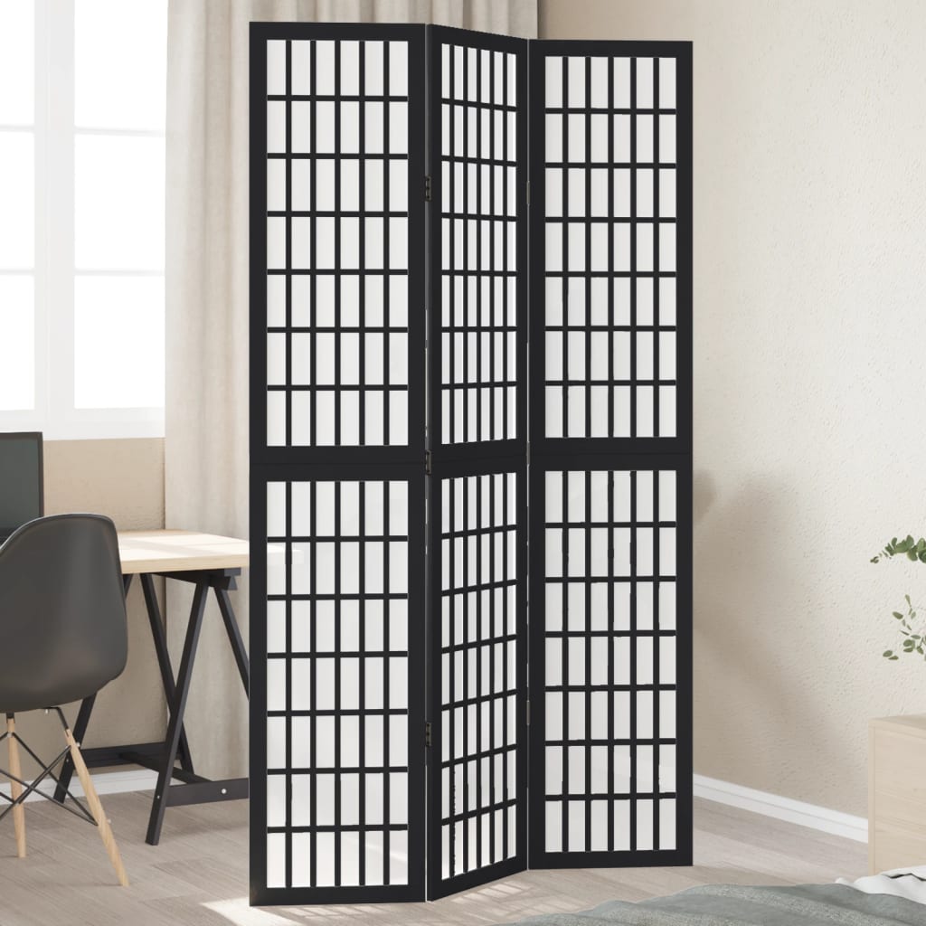 vidaXL Room Divider Panels Black Solid Wood Paulownia