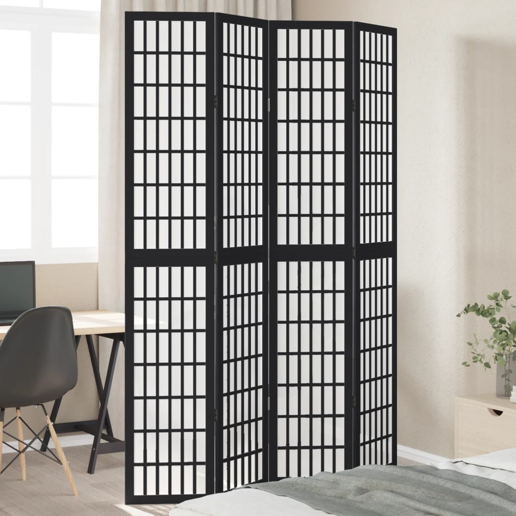 vidaXL Room Divider Panels Black Solid Wood Paulownia