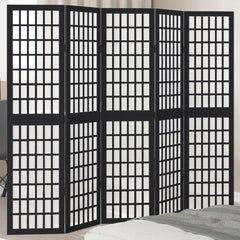vidaXL Room Divider Panels Black Solid Wood Paulownia