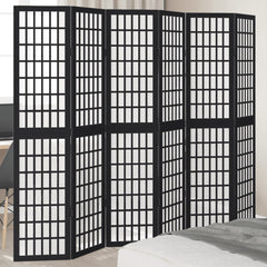vidaXL Room Divider Panels Black Solid Wood Paulownia