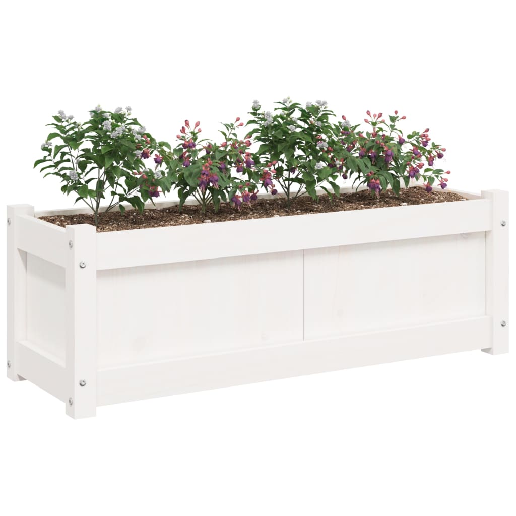 vidaXL Garden Planter White 90x31x31 cm Solid Wood Pine 4