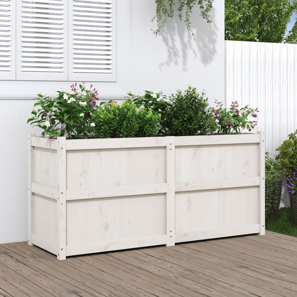 vidaXL Garden Planter White 150x50x70 cm Solid Wood Pine 1