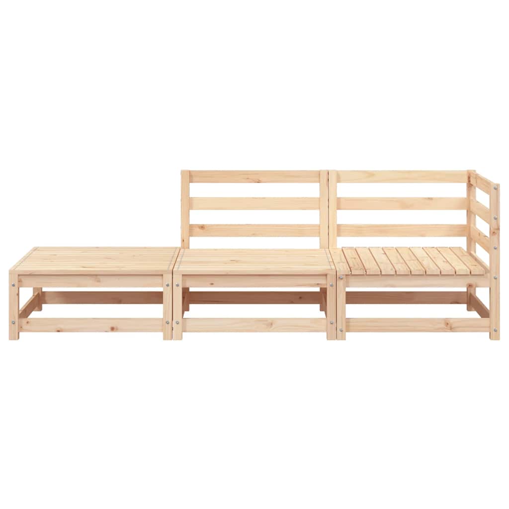 Garden Sofa with Footstool 2-Seater Solid Wood Pine Corner + Chair + Footrest Natural pine