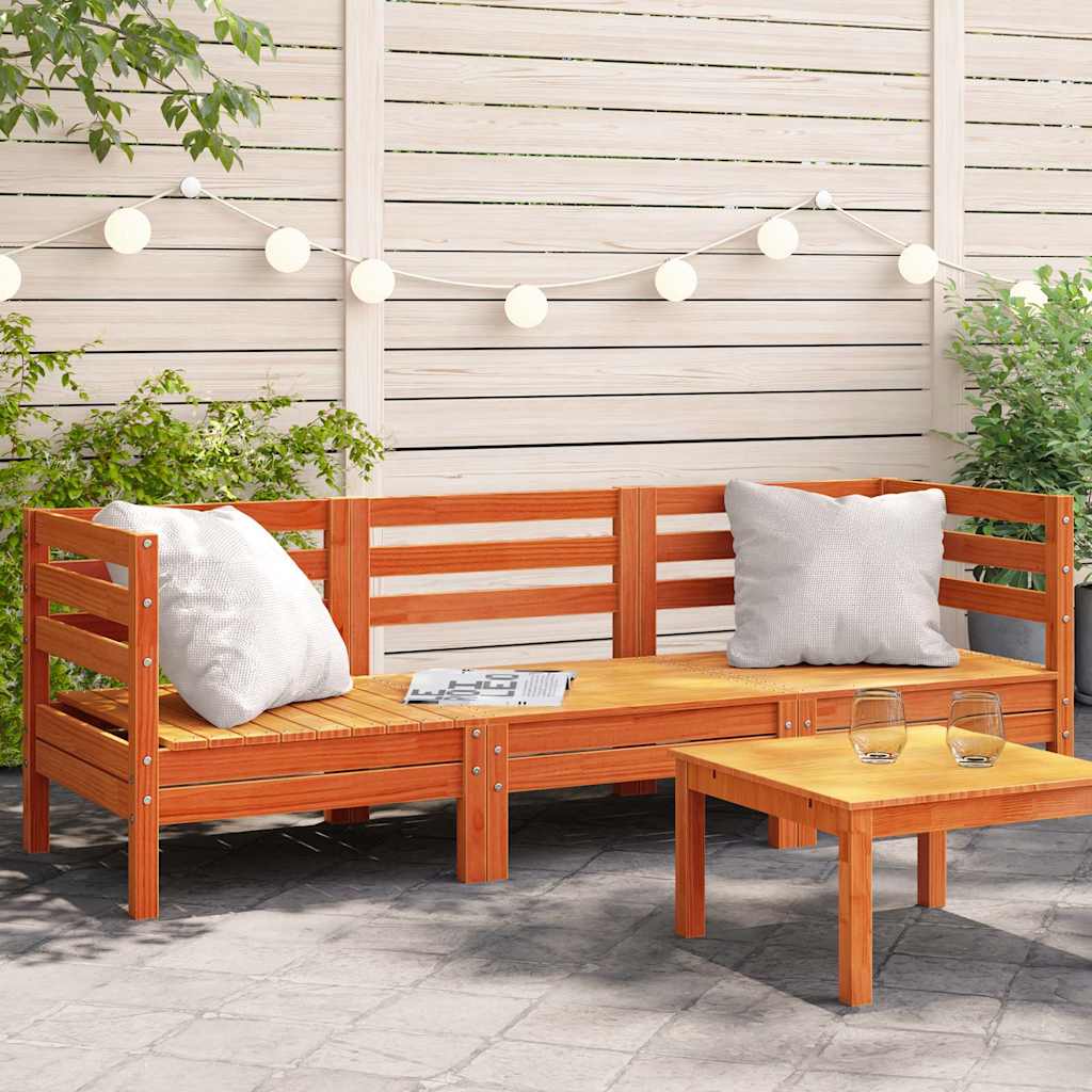 Solid pine wood Medium Wax Brown 2x corner + middle