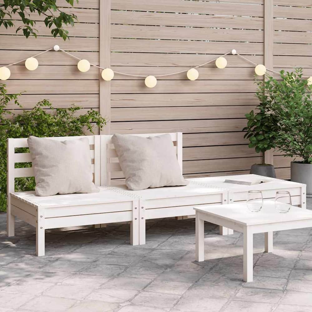 vidaXL Corner Sofa 3-Seater Solid pine wood White Pine 3-seater 1