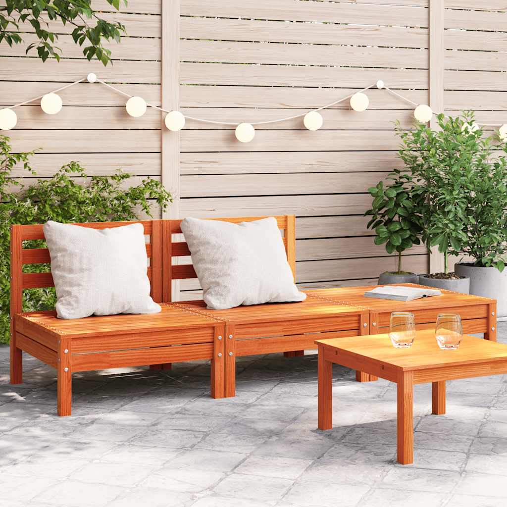 Solid pine wood Medium Wax Brown 2x middle + footrest