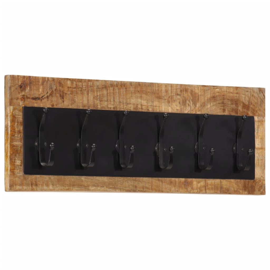 vidaXL Wall-mounted Coat Rack with 6 Hooks Solid Wood Mango 1