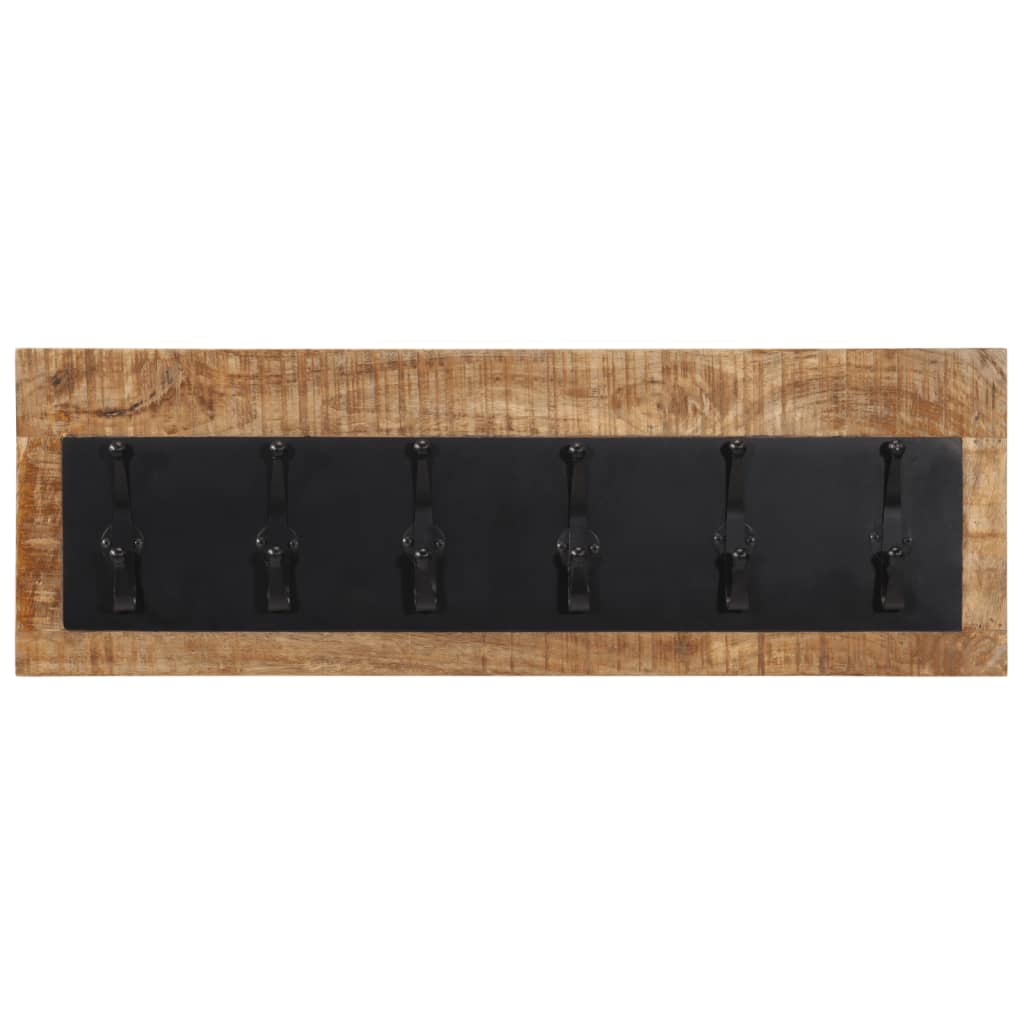 vidaXL Wall-mounted Coat Rack with 6 Hooks Solid Wood Mango 2