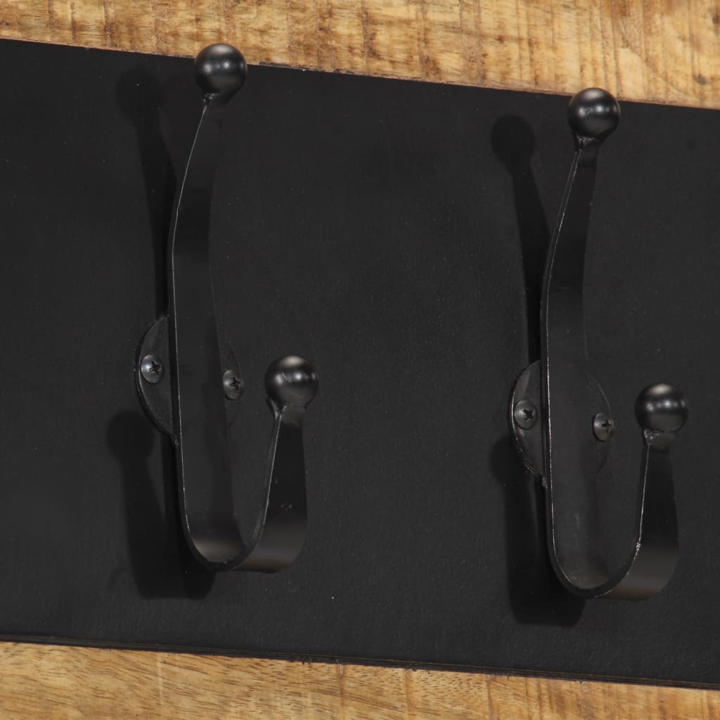 vidaXL Wall-mounted Coat Rack with 6 Hooks Solid Wood Mango 5