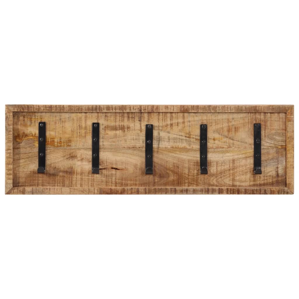 vidaXL Wall-mounted Coat Rack with 5 Hooks Solid Wood Mango 2