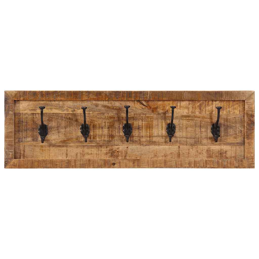 vidaXL Wall-mounted Coat Rack with 5 Hooks Solid Wood Mango 2