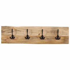 vidaXL Wall-mounted Coat Rack with 4 Hooks Solid Wood Mango 2
