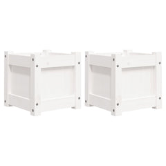 vidaXL Garden Planters 2 pcs White Solid Wood Pine 2