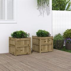 Garden Planters Solid Wood Pine Natural impregnated 2