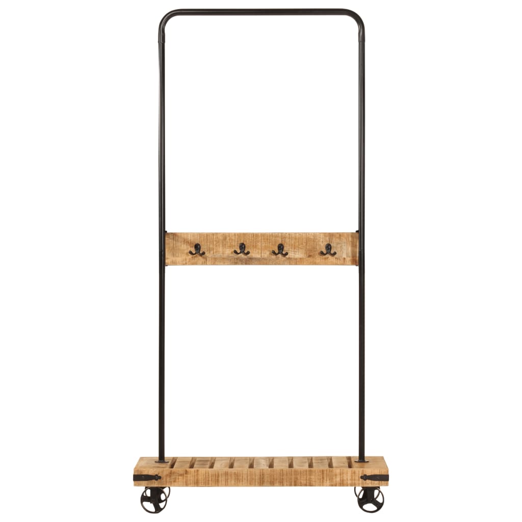vidaXL Clothes Rack with Wheels 90x35x190 cm Solid Wood Mango and Iron 2
