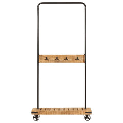 vidaXL Clothes Rack with Wheels 90x35x190 cm Solid Wood Mango and Iron 2
