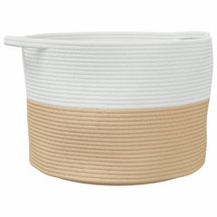 vidaXL Laundry Basket Beige and White Ø55x36 cm Cotton 2