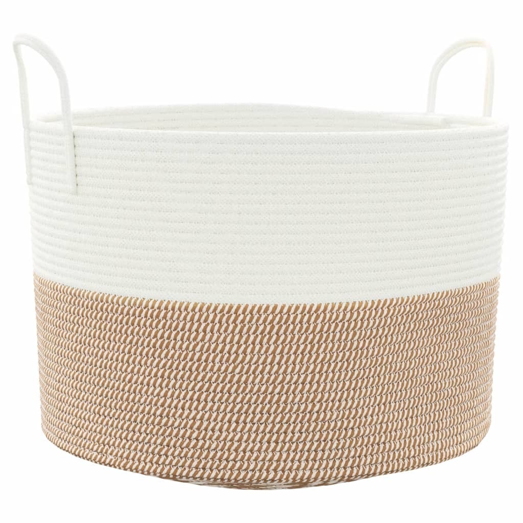 vidaXL Storage Basket Brown and White Ø51x33 cm Cotton 2